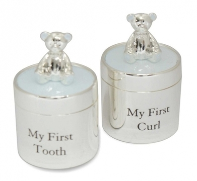 Teddy Bear My First Tooth Curl Boxes Blue