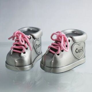 Baby Tooth and Curl Keepsake Booties Blue or Pink
