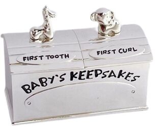 Baby's Keepsakes Silver Plated Tooth Curl Box