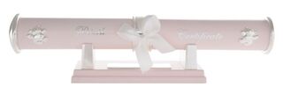 Pink Birth Certificate Holder on Stand